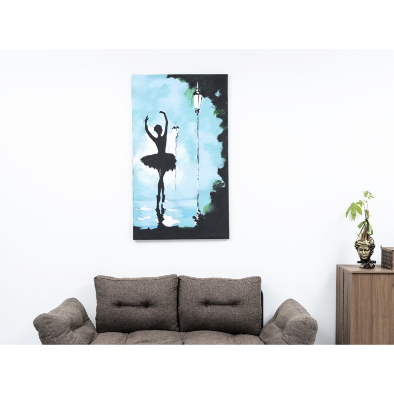 Toile turquoise 47 po x 27 po - Art sans cadre peint à la main pour une décoration intérieure