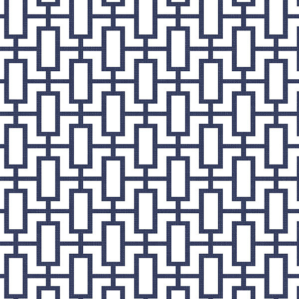 Rouleau de papier peint géométrique 33 pi x 21 po Medders, Bleu marine/blanc