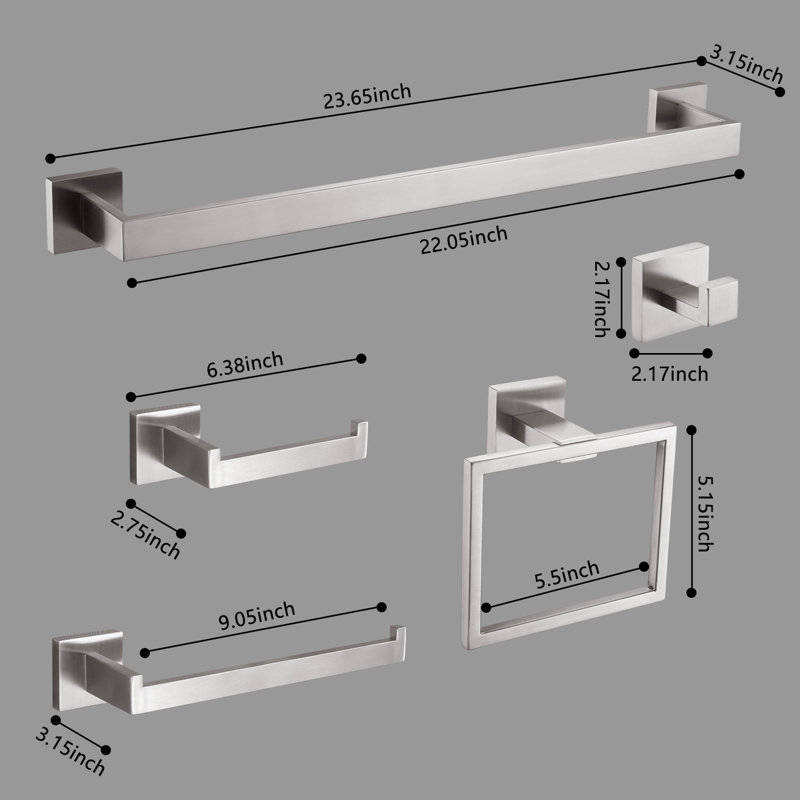 Ensemble de quincaillerie de salle de bain 10 pièces, Nickel brossé