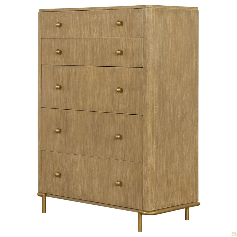 Commode rectangulaire à 5 tiroirs, Brun
