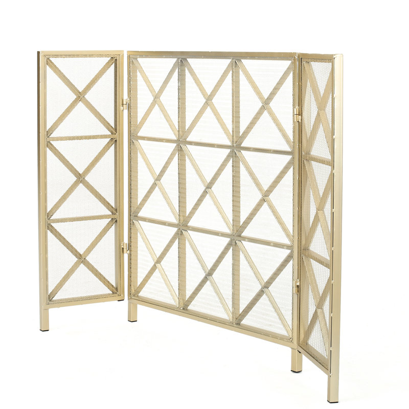 Pare-étincelles en fer 3, en forme de X, au choix, or rose, noir ou l 30,91 po de hauteur x 48,09 po de largeur, écran de protection profond - fer, X, or / noir / or, noir et blanc