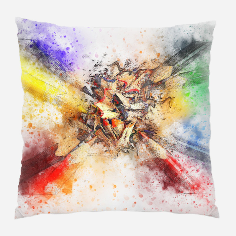 Coussin décoratif crayons Boligee, Microsuède, Intérieur