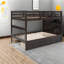Spacieux lits superposés en bois, espresso rustique avec rangement pour les chambres familiales