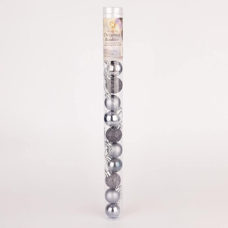 3cm Polyvinyl Chloride (PVC) Ball Ornament, Grey