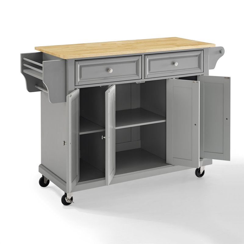 Ken Solid Wood Top Kitchen Cart, Vintage Gray