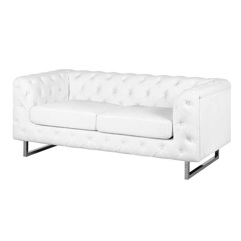 Mellal 2 Seater Faux Leather Sofa, White