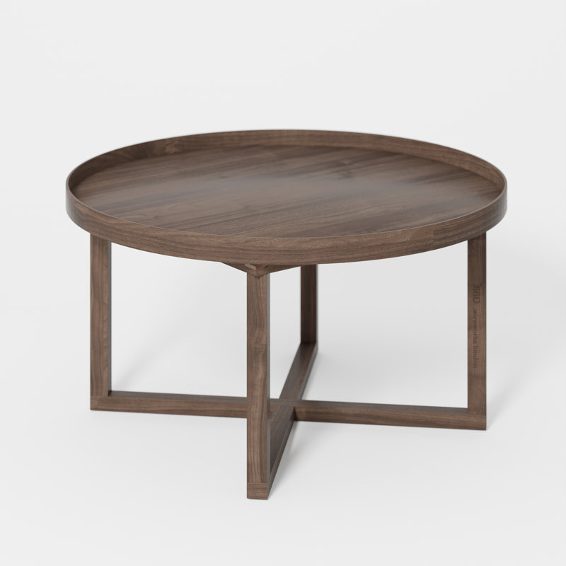 Bostic Solid Wood Tray Top Cross Legs End Table, Brown