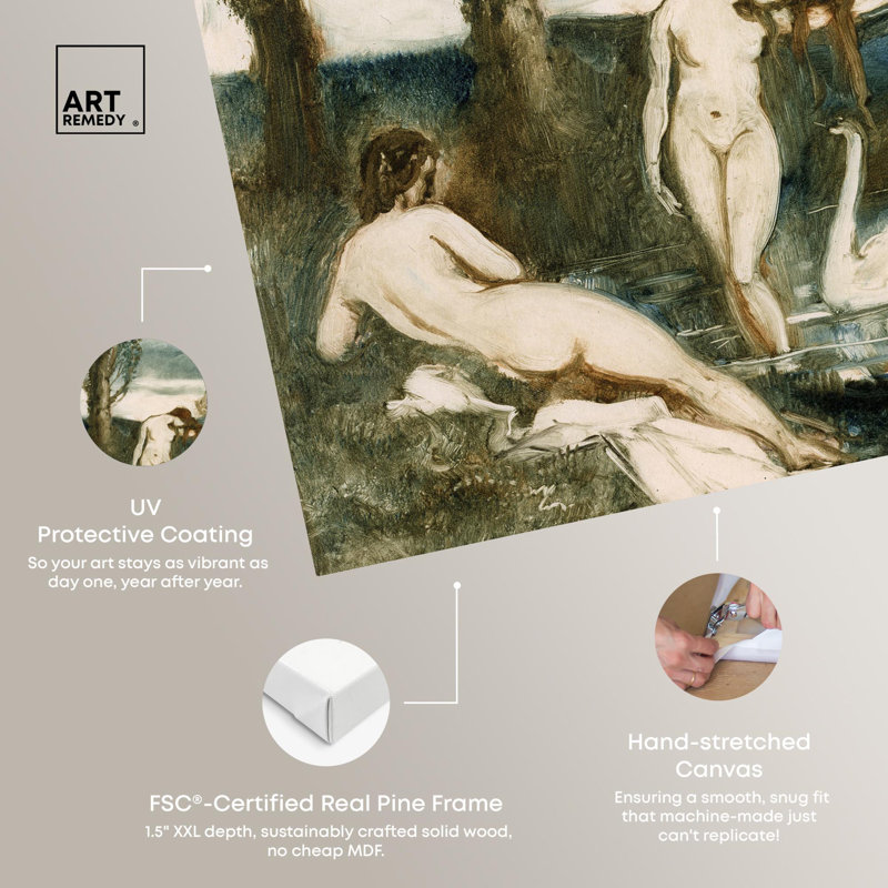 Albert Sterner - The Bathers Canvas Classic Portrait by Art Remedy, Toile tendue, H 20 po x l 16 po