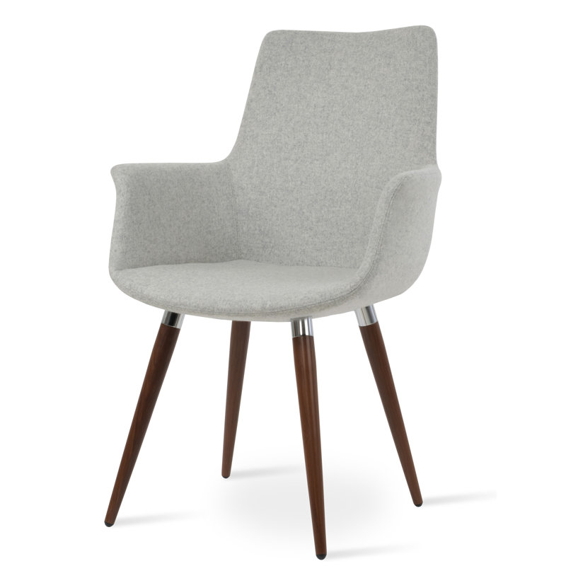 Fauteuil rembourré, Noyer, Gris clair