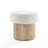 Modern Upholstered White Footstool with Storage and Wood Fluted Base