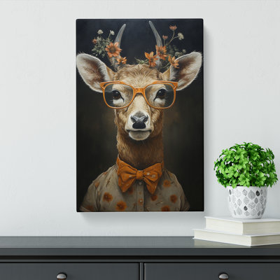 Deer With Glasses No.2 - Print on Canvas