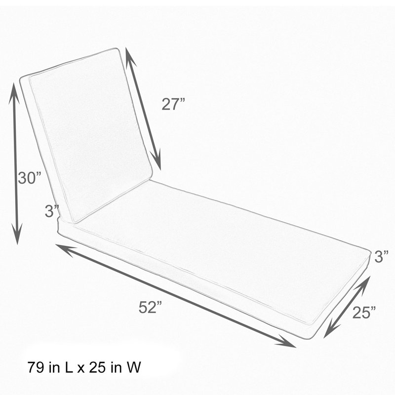 Coussin de siège / dossier d'extérieur Sunbrella, H 3 po x l 25 po x P 79 po