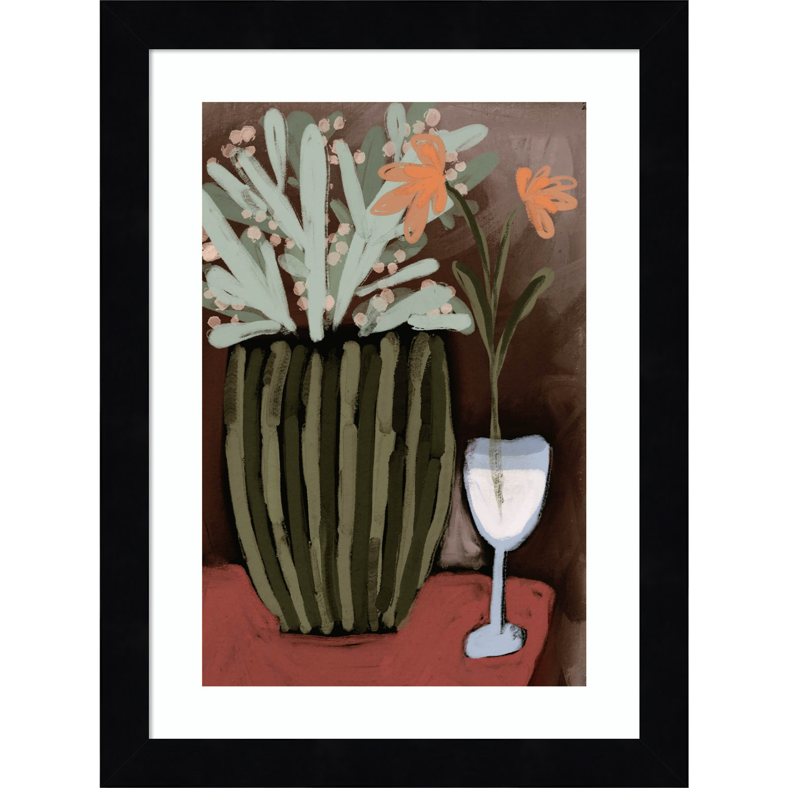 Floral Still Life No 4 by Treechild Wood Framed Wall Art Print, 13" H x 10" W, Black
