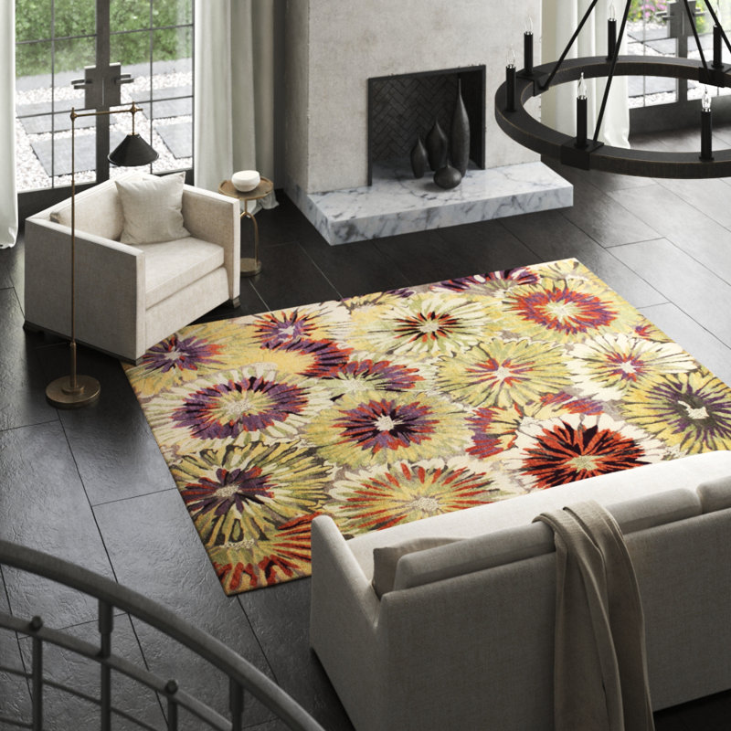 Sunburst Wool Floral Area Rug