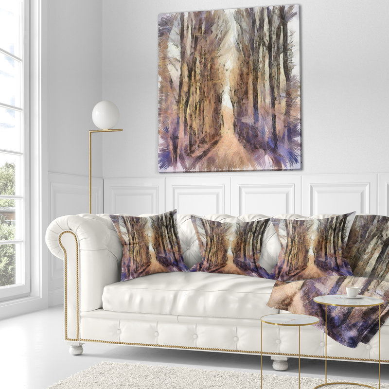 Coussin aquarelle paysage, 18 po x 18 po, Coussin décoratif
