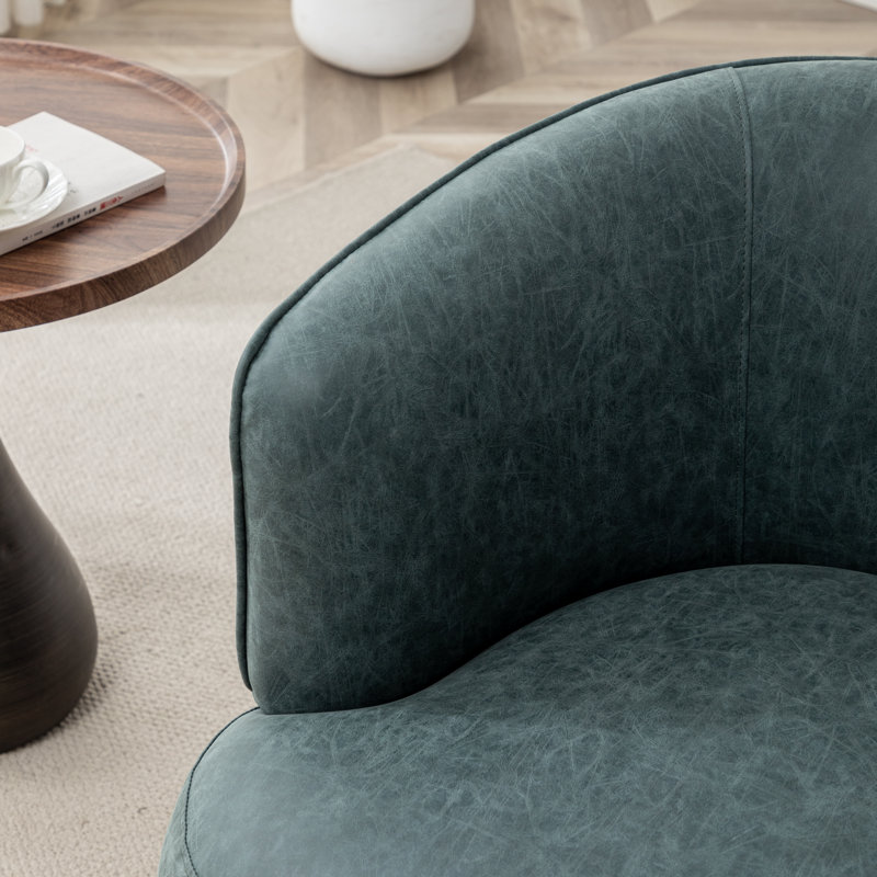 Tybias Faux Leather Swivel Barrel Chair, Blue