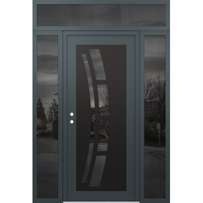 C12 60 po à droite X 96 po Panneau de porte en verre noir anthracite et gris anthracite