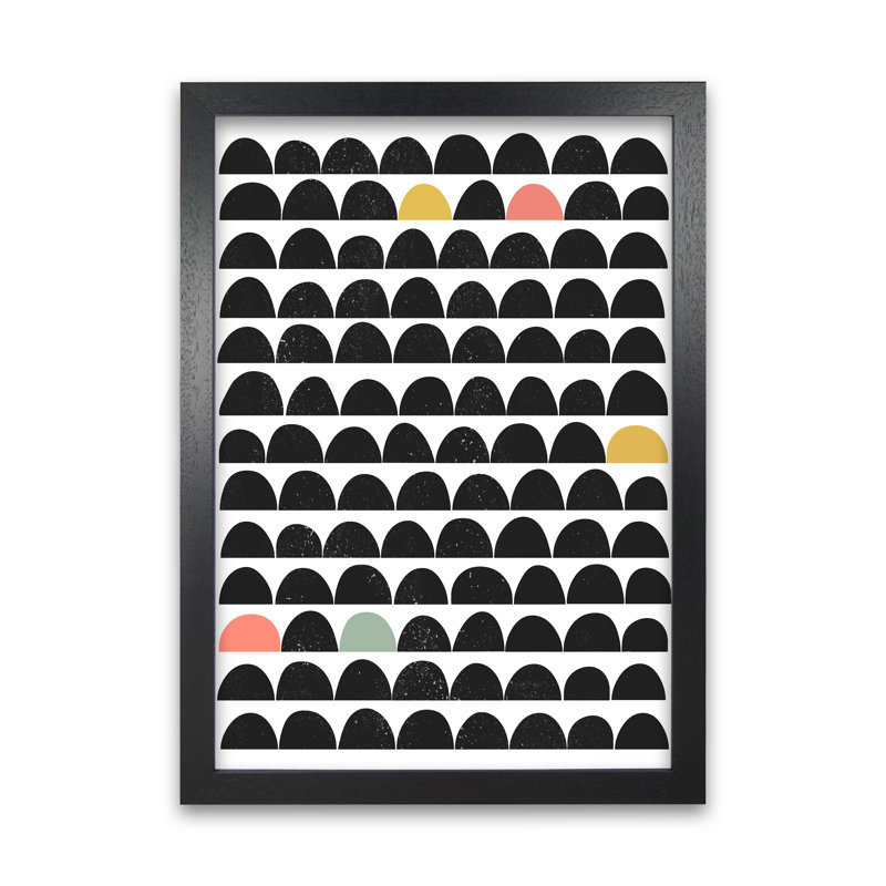 Mid Century Black And Colour - Print, 59cm H x 42cm W x 3cm D, Black Frame