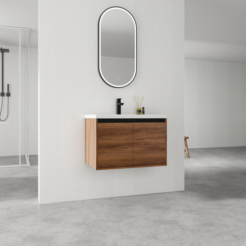 Meuble-lavabo simple 29,54 po avec plateau en résine Kailene