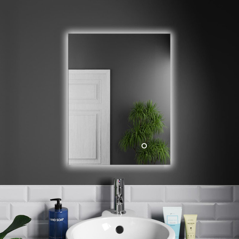 Rectangle LED Bathroom Mirror Fog Free Touch Sensor, 39 cm H x 50 cm W