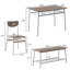Ensemble de salle à manger 6 pièces blanc cassé, composé d'une structure en MDF, d'un banc et idéal pour la cuisine ou la salle à manger.