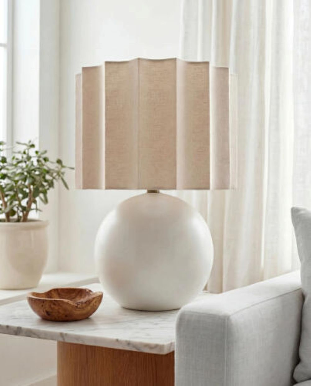 Laroche Ceramic Table Lamp, Cream