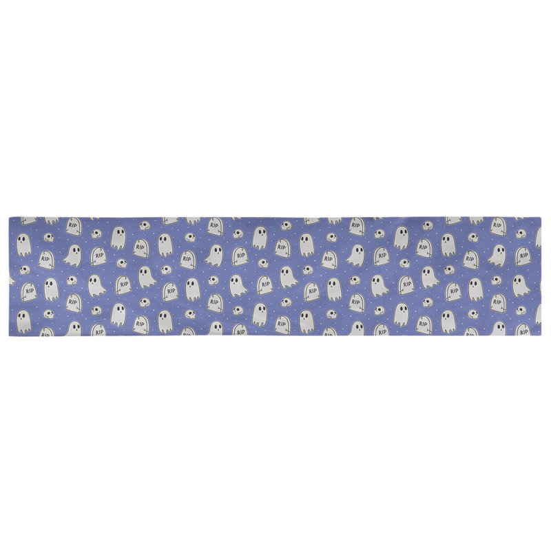 Chemin de table ghost Avicia, 73,5 po x 17,5 po, Bleu, Coton