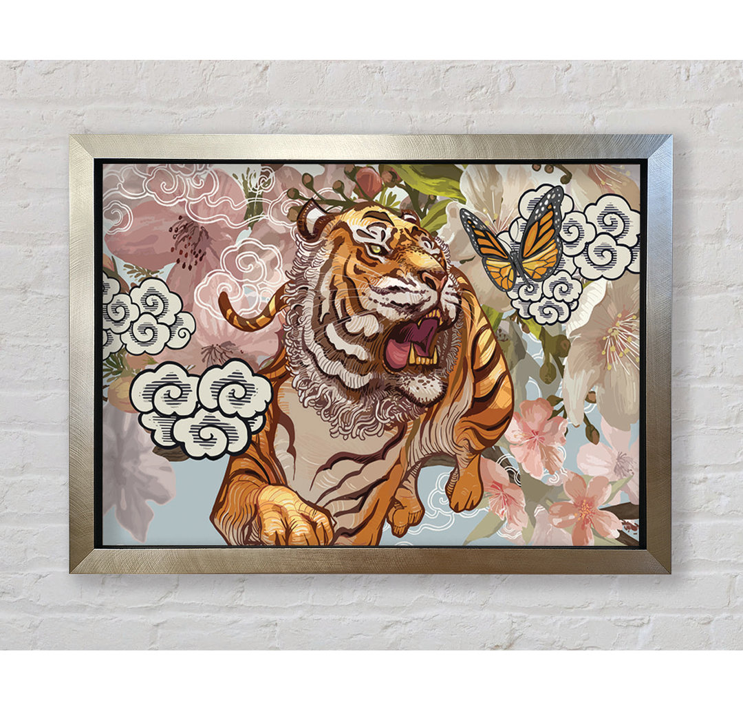 The Tiger Floral - Einzelner Bilderrahmen Kunstdrucke