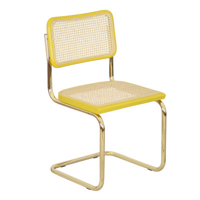 Breuer Chair Company Marcel Breuer B32/S32 Cesca Cane Cantilever Side Chair w/ Chrome Frame & RAL 5020  Wood  by Furnish Theory