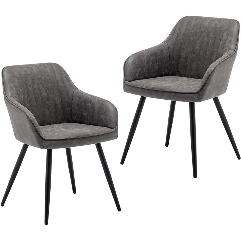 Chaise avec accoudoirs rembourrée Deverell, Gris