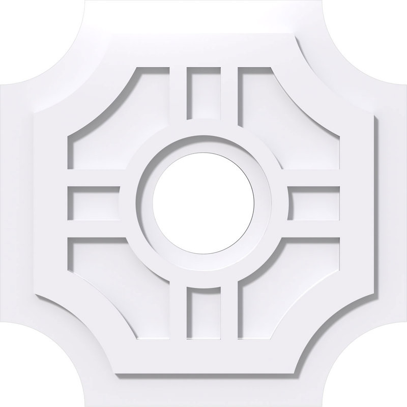 White PVC Contemporary Ceiling Medallion, 20-Inch