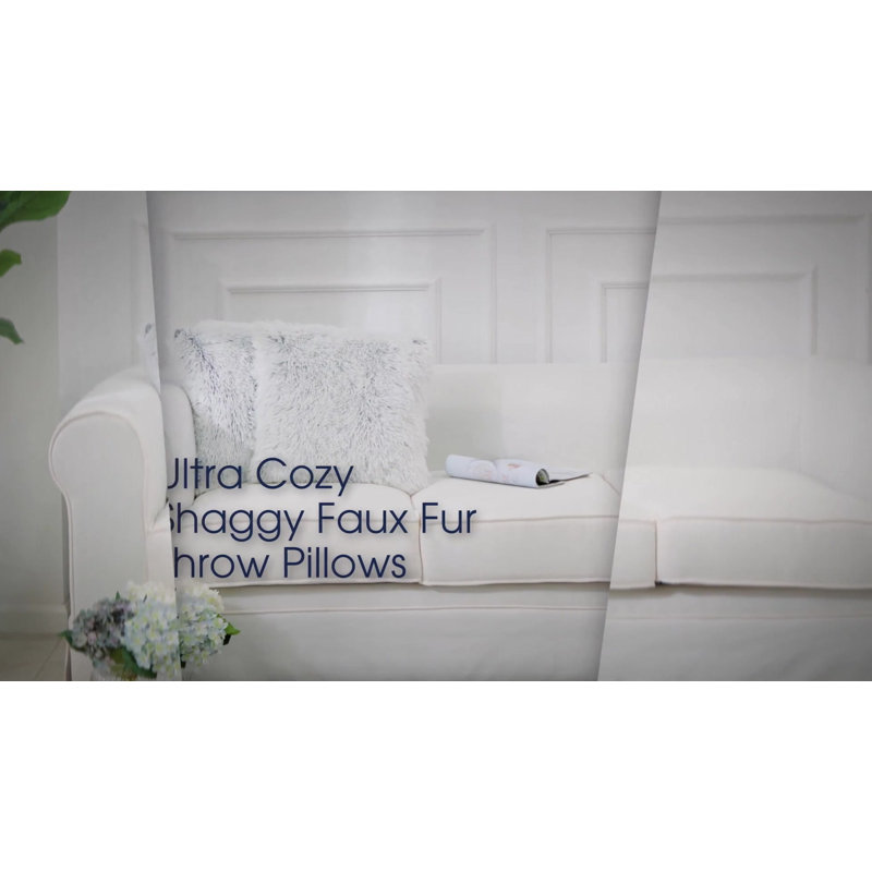 Navy Blue Faux Fur 18" Square Throw Pillow Set