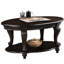 Table,42" Oval Wood Coffee Table For Living Room, 2-Tier Solid Wood Cocktail Table With Open Storage Shelf, Easy Assembly