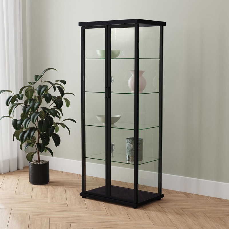 Vitrine 4 tablettes avec éclairage DEL noir