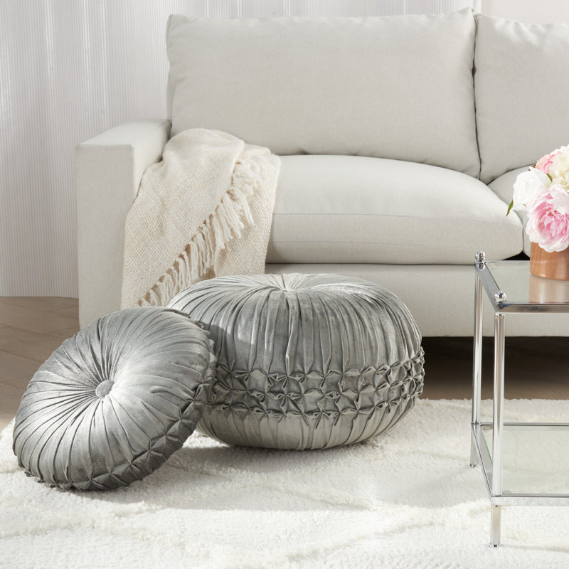  Housse de coussin rond et insert, 16" x 16", Anthracite