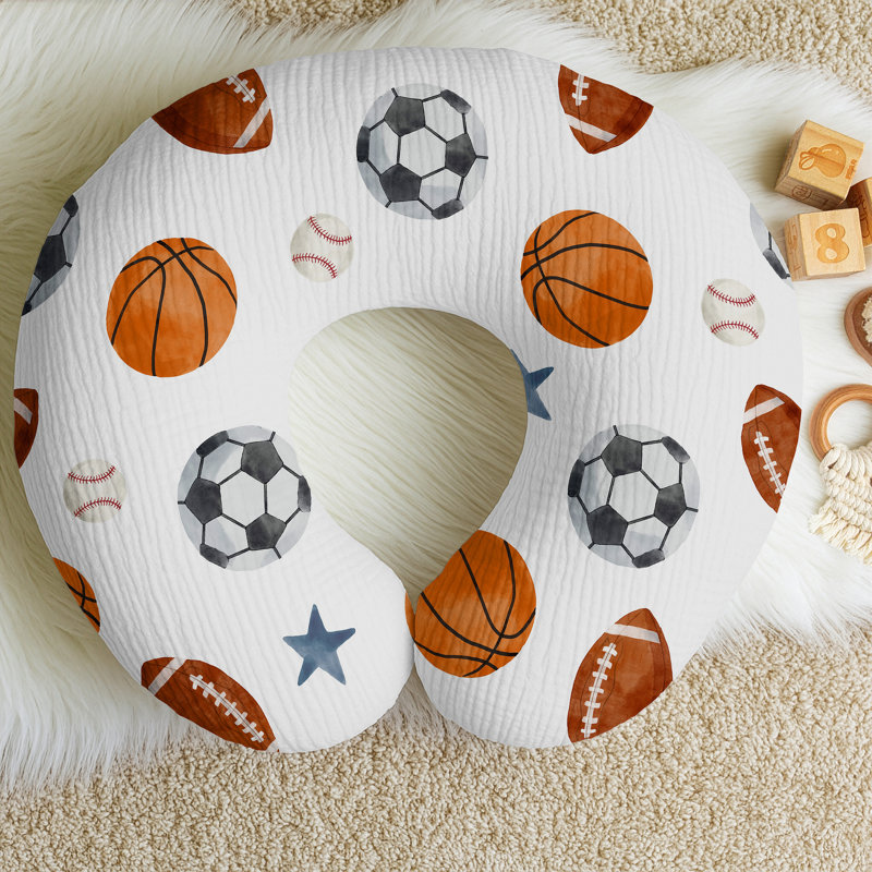 Watercolor Sports Theme 2 Pack 100% Cotton Muslin Nursing Pillow Covers by Sweet Jojo Designs