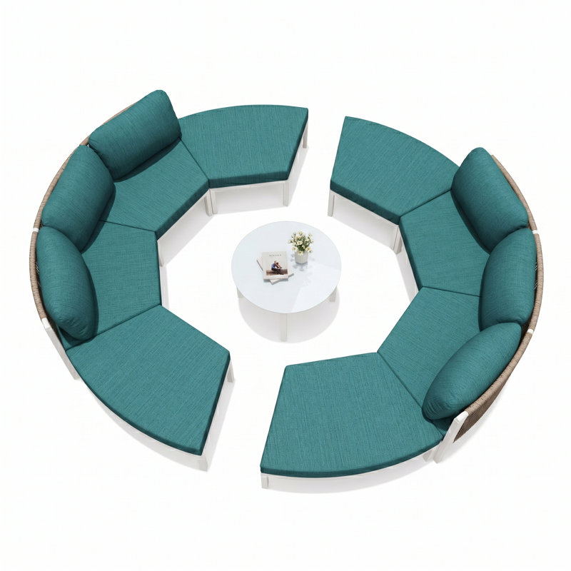 Ensemble de conversation avec canapé de patio en aluminium 9 pièces avec table, Malachite