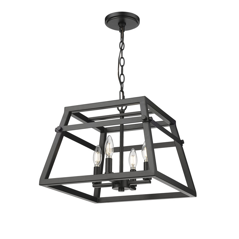 Luminaire suspendu 4 lumières Tellsa - Noir mat, H 13 po x l 16 po x P 16 po