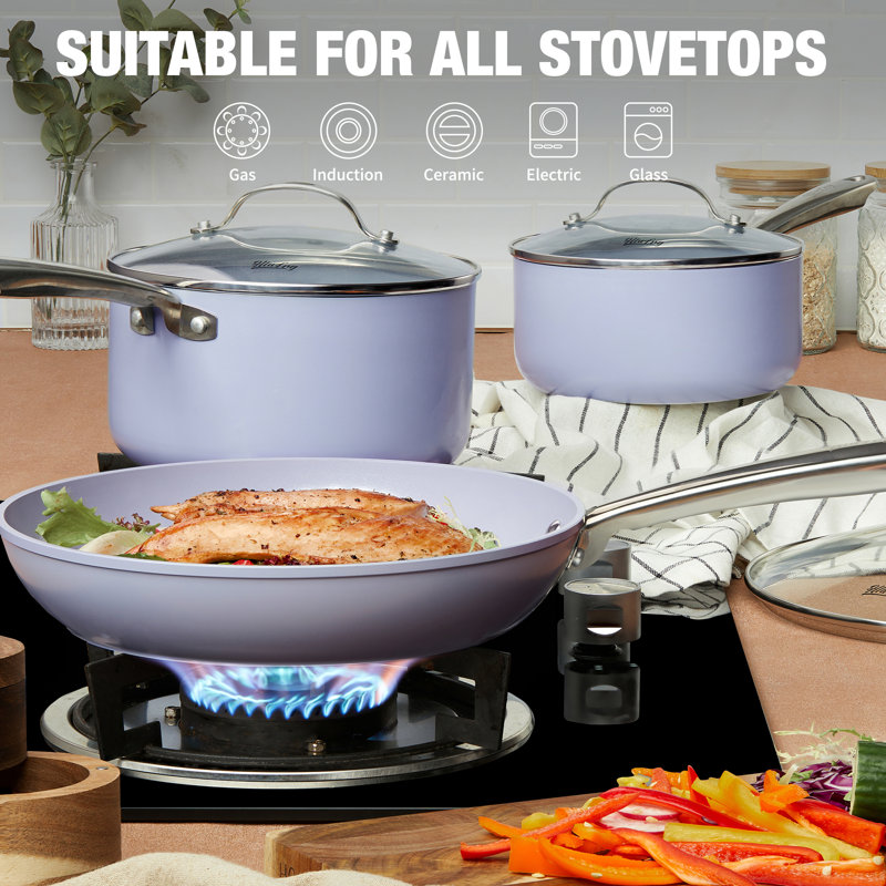 Casserole antiadhésive en aluminium, Mauve, 3 pintes