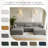 Maelina U-Shaped Corduroy Modular Sectional-107665275-107665279