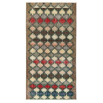 Pasha Hand-Knotted Vintage Mid Century Kilim Runner in Green/Blue/Brown/Red Geometric Pattern -  Rug & Kilim, 24260