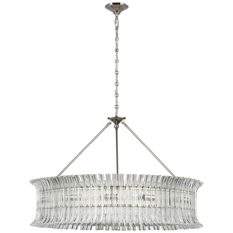 AERIN Rhine 36" Ring Chandelier with Crystal, Polished Nickel