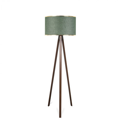 Lampe sur pied moderne en bois de couleur kaki, hauteur 55,1 pouces | Douille E27, 40 W maximum | 100% bois avec capuchon en tissu (8,3 po x 15 po) | Design scandinave et campagnard, parfait pour le salon et la chambre à coucher