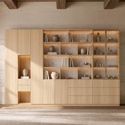 92.5'' H Three-Piece Bookcase With Led Lighting
