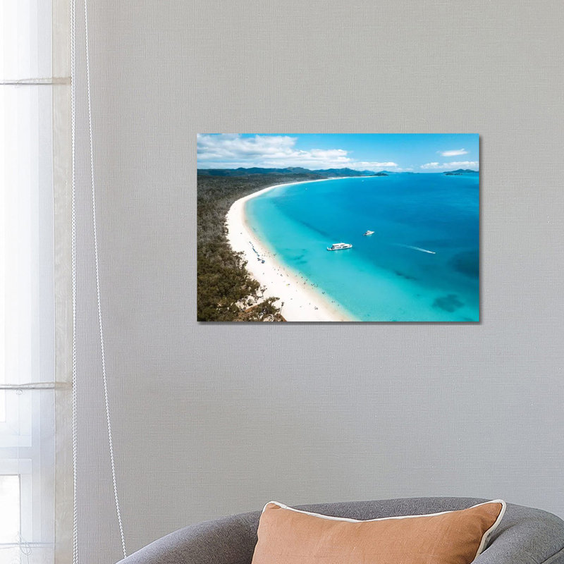 Whitehaven Beach Summer Aerial 1 Piece Wrapped Canvas Wall Art, 45.72cm H x 66.04cm W