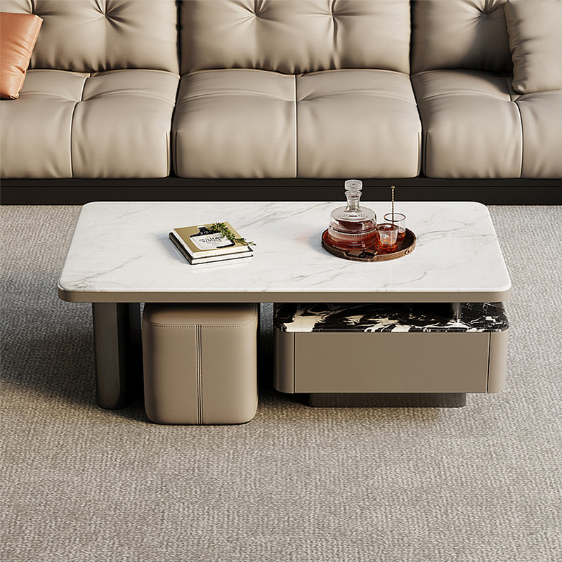 Table basse italienne en pierre frittée télescopique