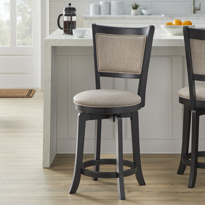 Amelia Swivel Stool, Counter Stool (24" Seat Height), Matt Black