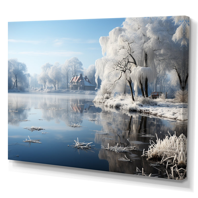 Paysage d'hiver Frozen Pond I, H 16 po x l 32 po x P 1 po, Toile tendue
