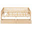 Lit de jour simple avec deux tiroirs en noyer exquis - Ajoute une touche de rangement efficace en bois massif pour la chambre à coucher-130155463-130155461