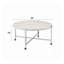 Table basse ronde contemporaine avec plateau en chêne blanc et base chromée